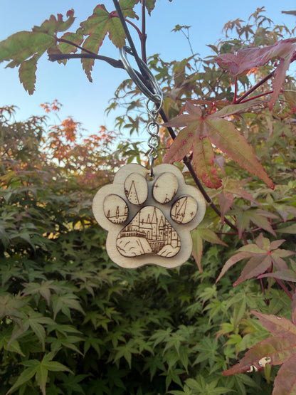 Porte-clé empreinte de chien magique en bois