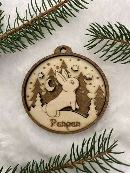 Boule de Noël lapin nain personnalisable modèle Lucie