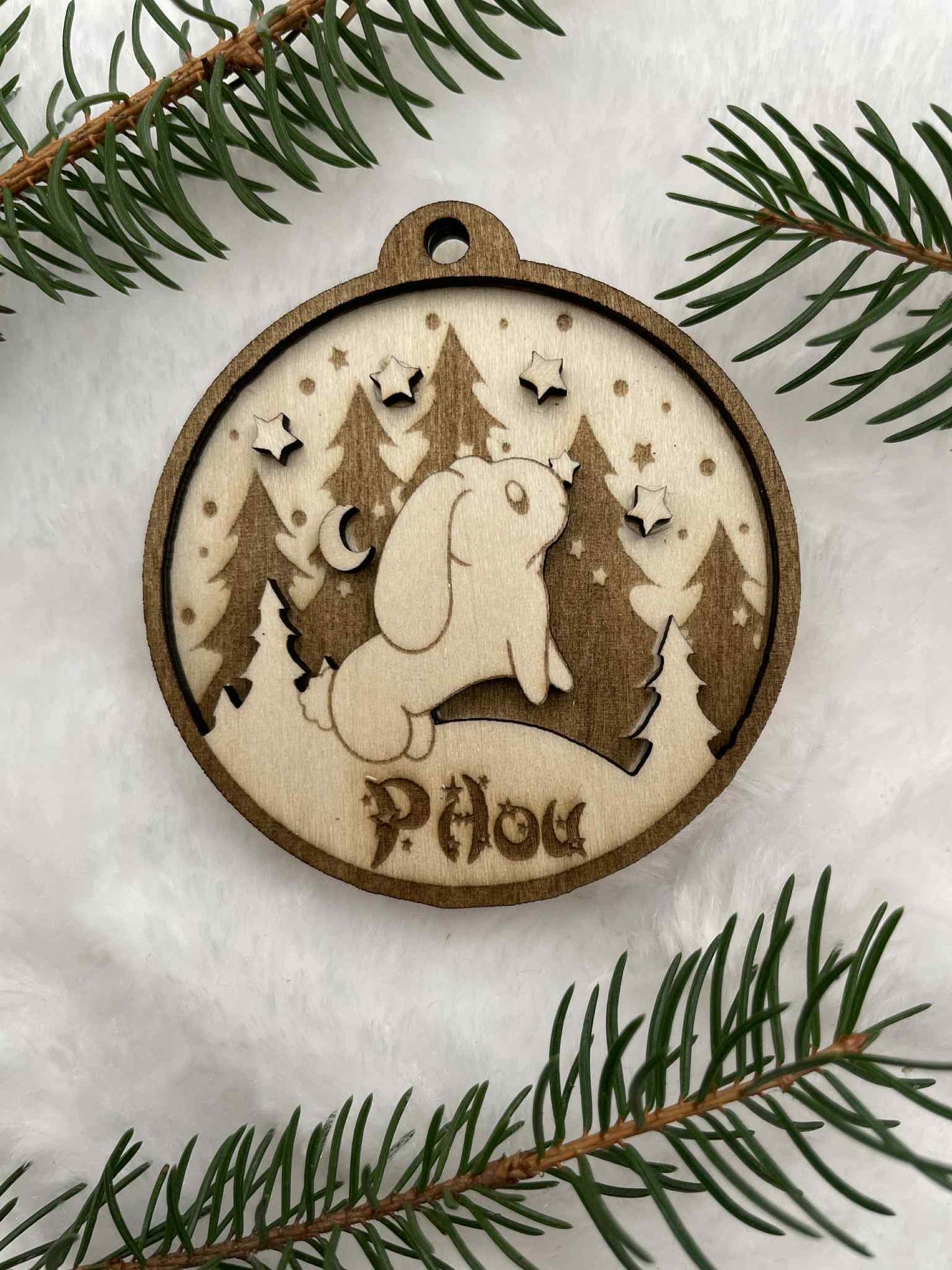 Boule de Noël lapin bélier personnalisable modèle Lucie