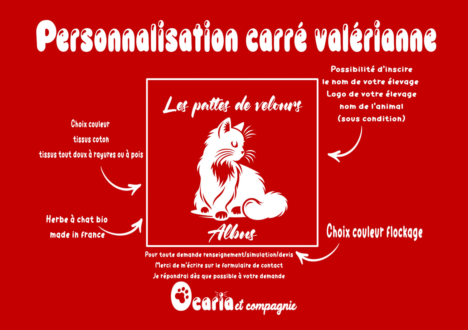 A personnaliser carré crispy jouet pour chat Ocaria et Compagnie